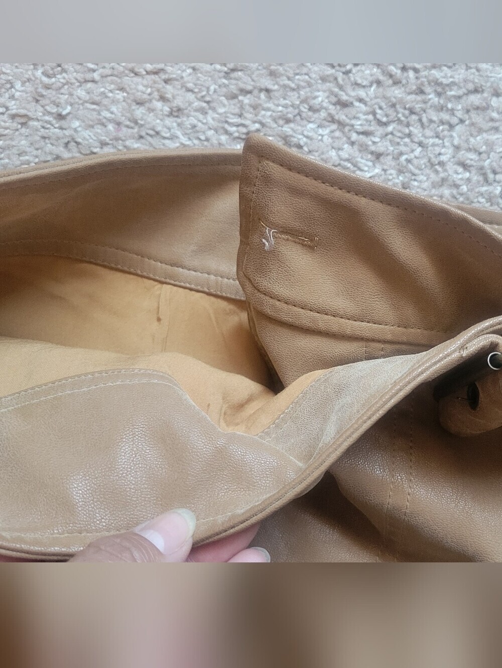 Free People Caramel Faux Leather Mini Skirt with Buckle Detail - Picture 4 of 12